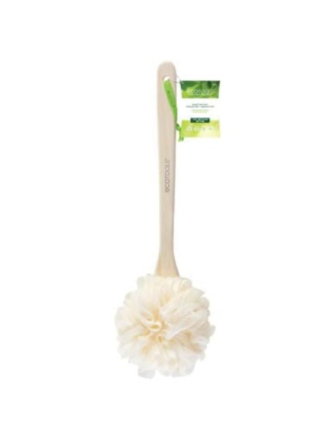 ليفة استحمام طبيعية بمقبض خشبي طويل للوصول للظهر